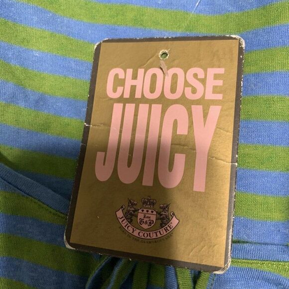 Juicy Couture New w tag Womens Blue Green striped Short Sleeve Top t shirt Small - Picture 4 of 6